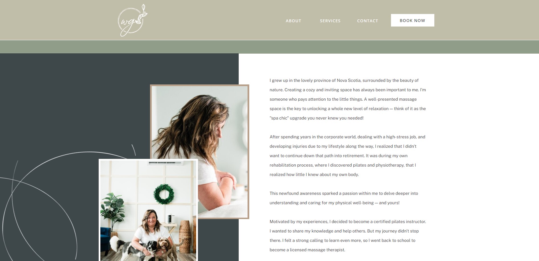 showit website screen capture of a massage therapy website