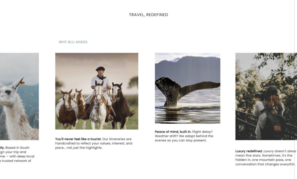 Scrolling image gallery with local travel photography and subtle movement.